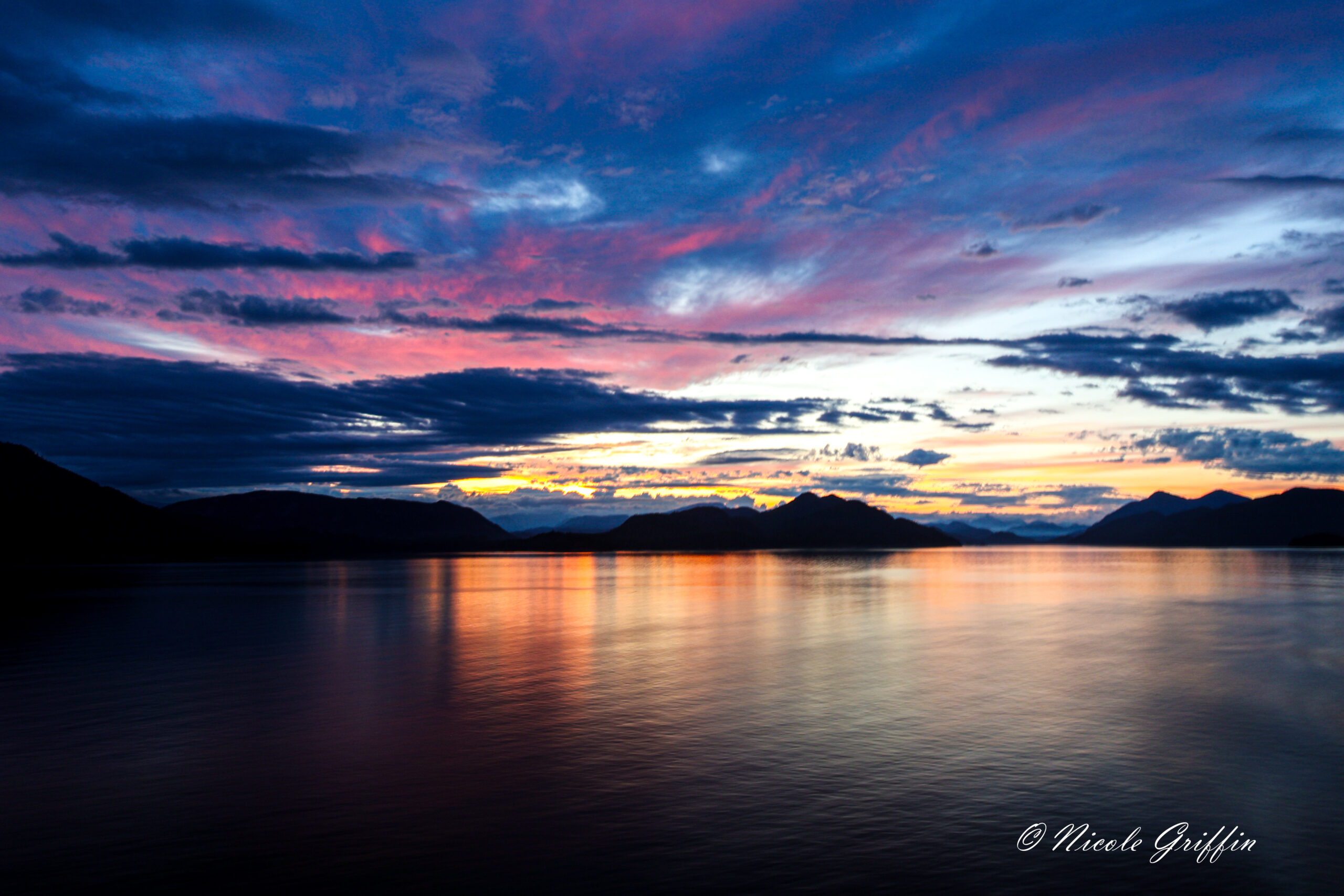 a blue and pink sunrise